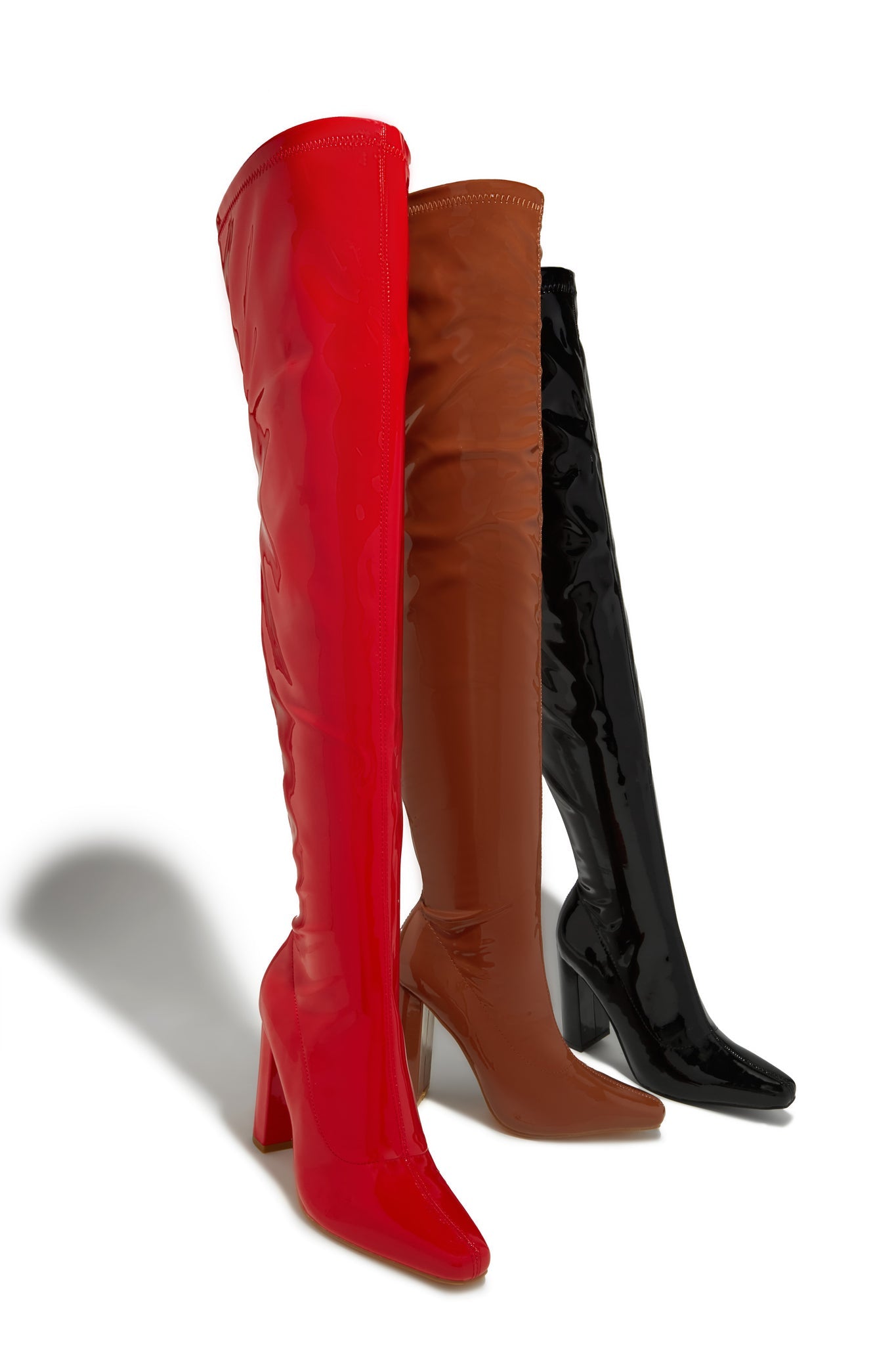 Ericka Block Heel Over The Knee Boots – Red