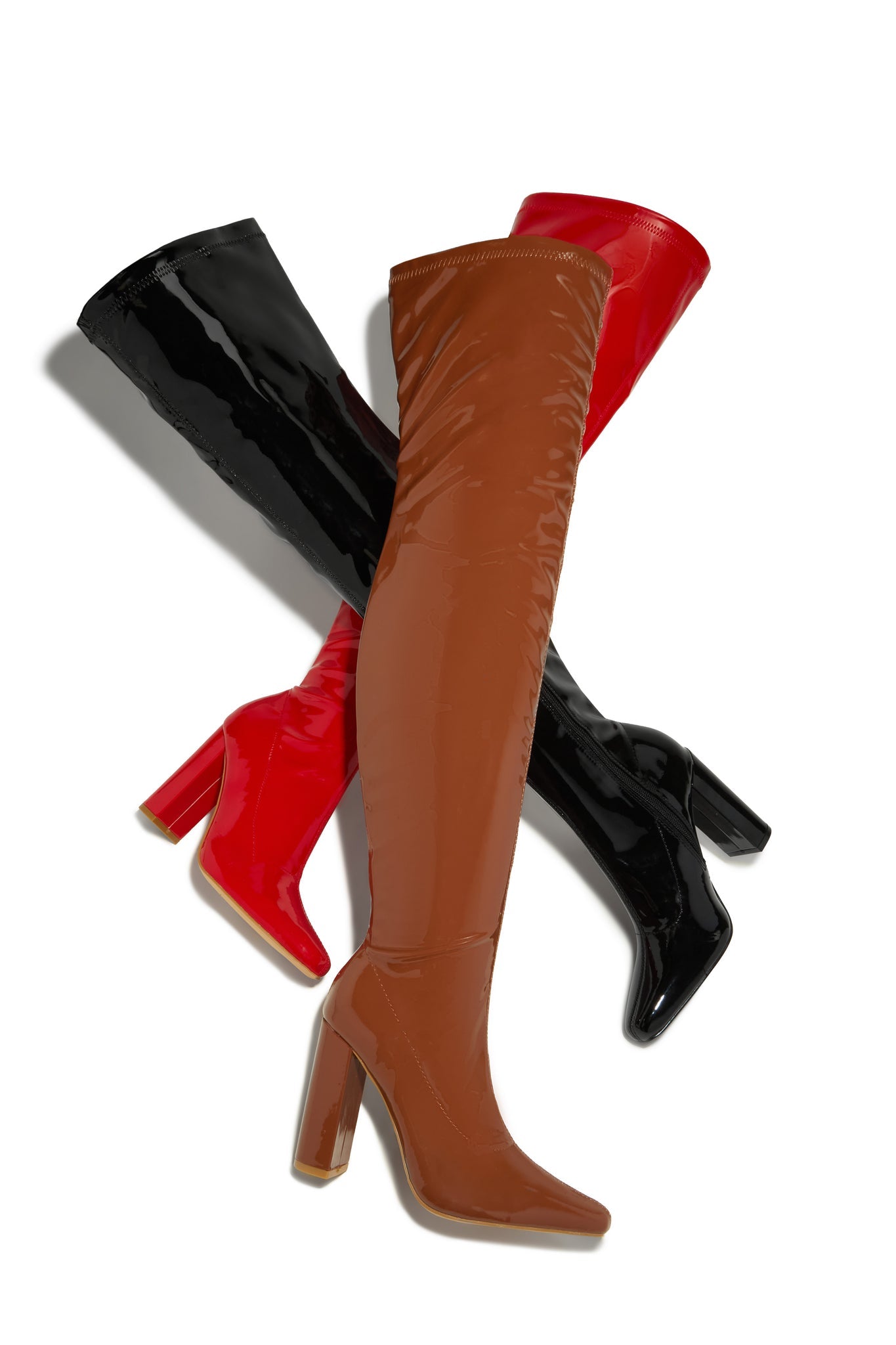 Ericka Block Heel Over The Knee Boots – Red