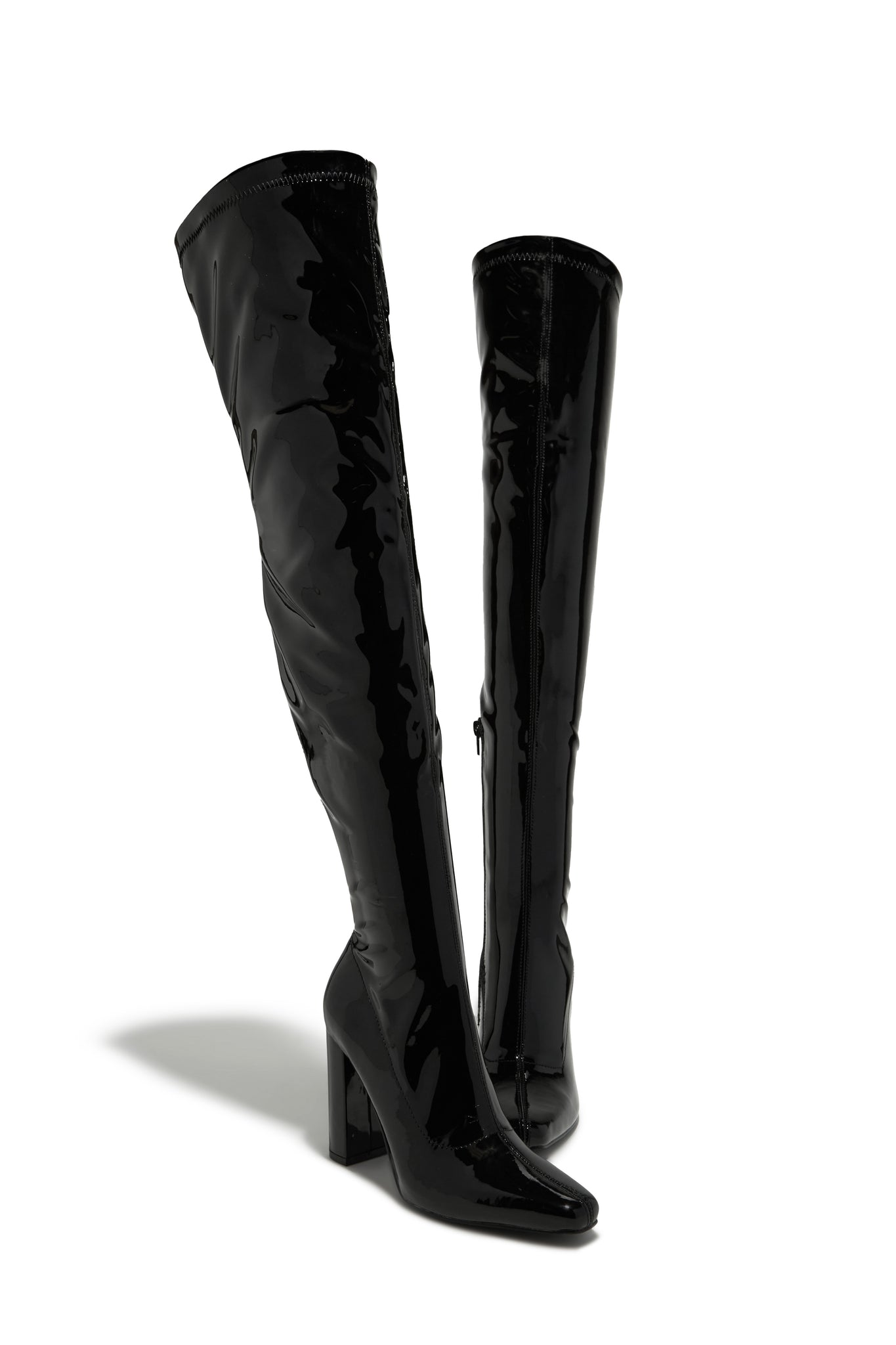 Ericka Block Heel Over The Knee Boots – Black