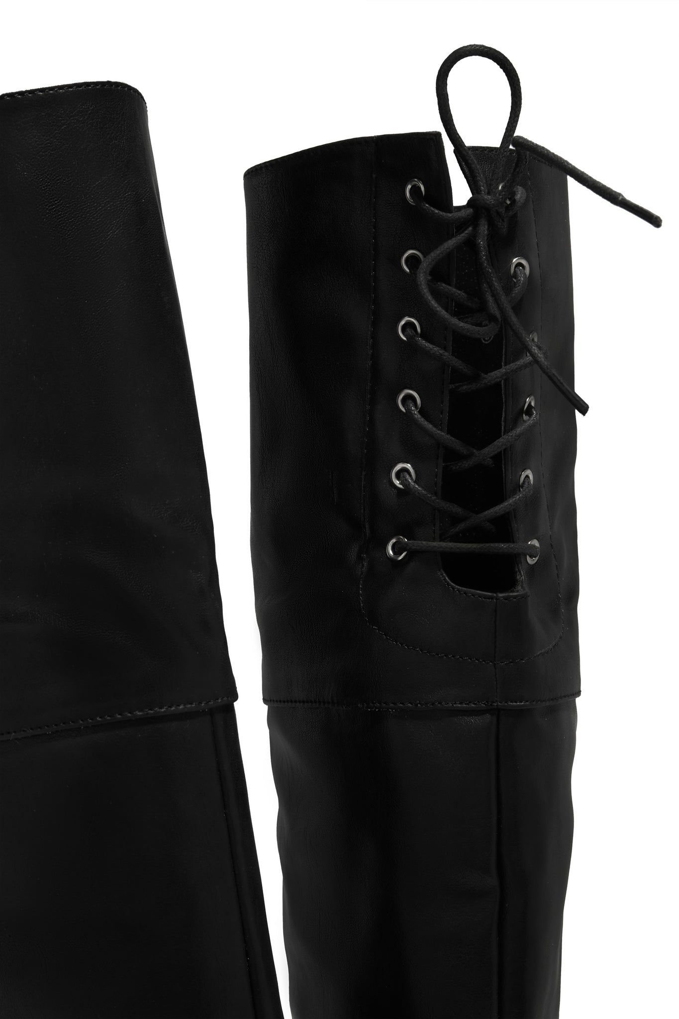 Roadie Over The Knee Block Heel Boots - Black PU