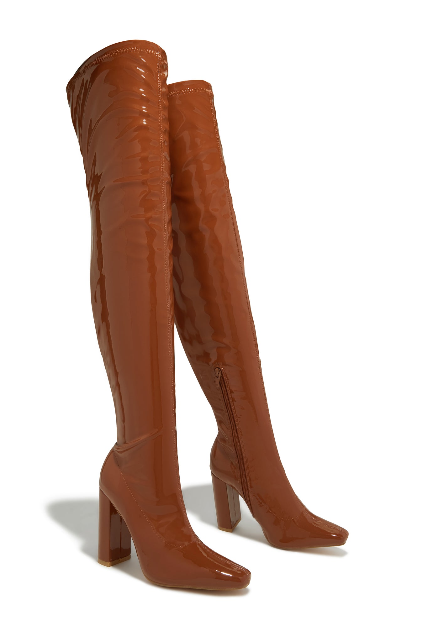 Ericka Block Heel Over The Knee Boots – Tan