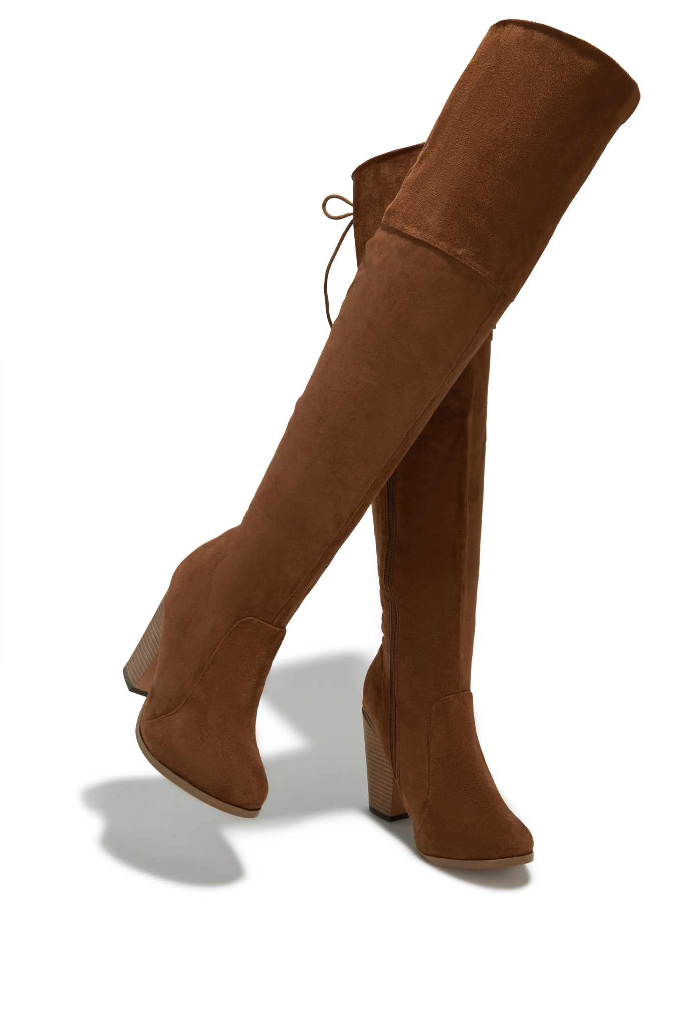 Roadie Over The Knee Block Heel Boots - Brown Suede