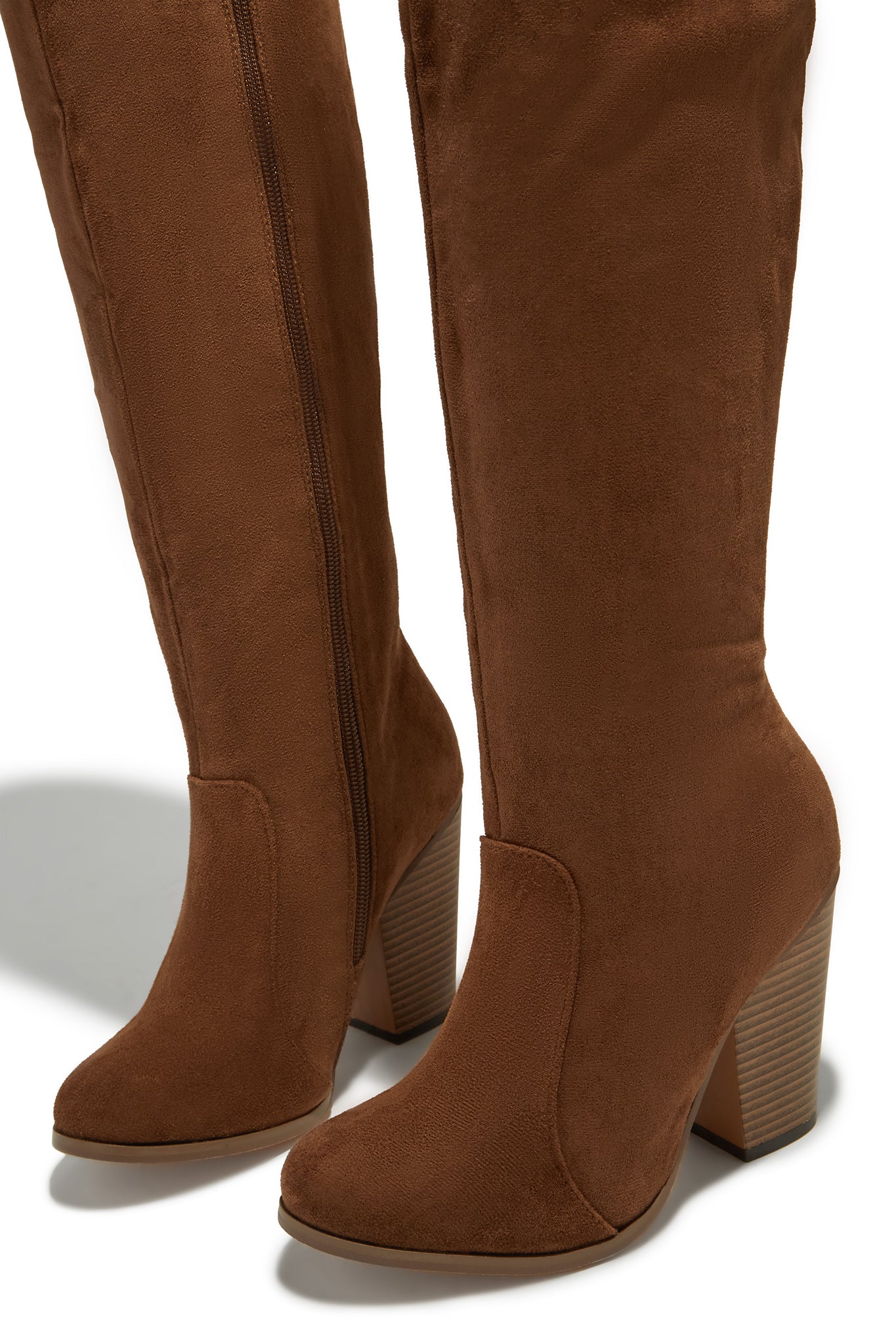 Roadie Over The Knee Block Heel Boots - Brown Suede