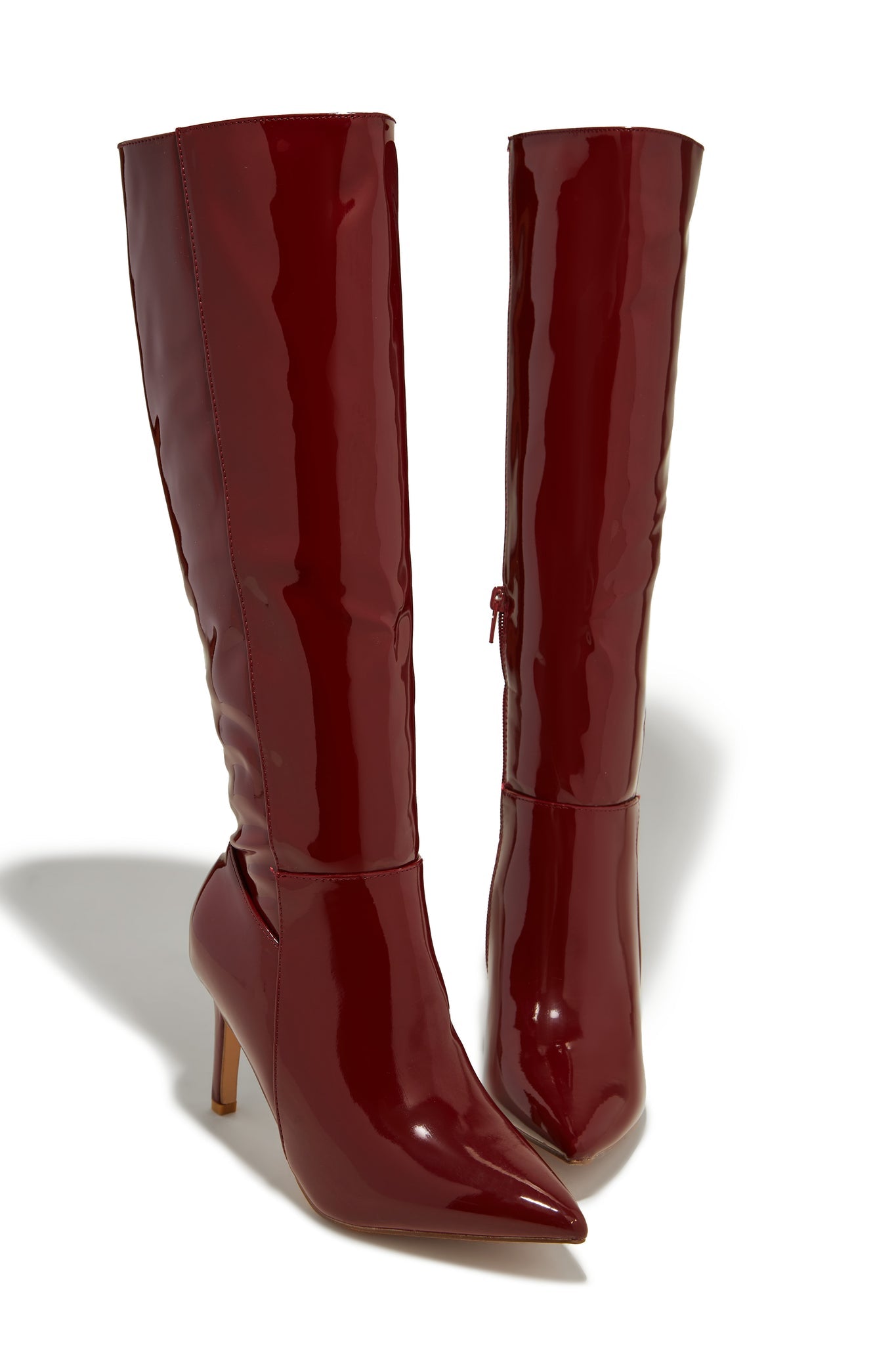 Scarlette Below The Knee Heel Boots - Cherry Pat