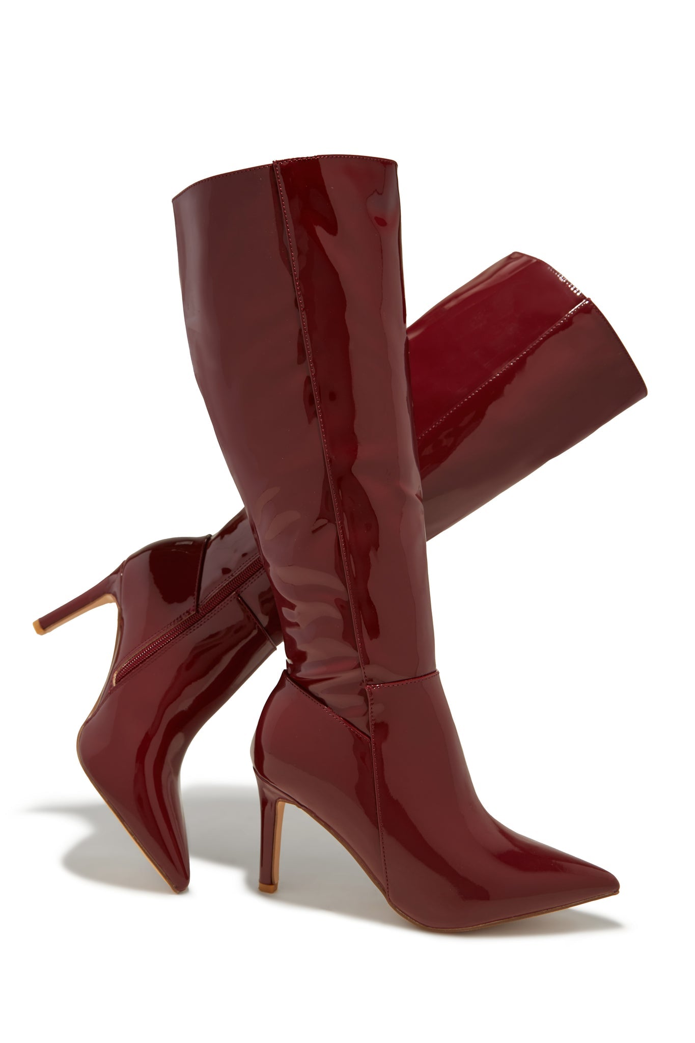 Scarlette Below The Knee Heel Boots - Cherry Pat