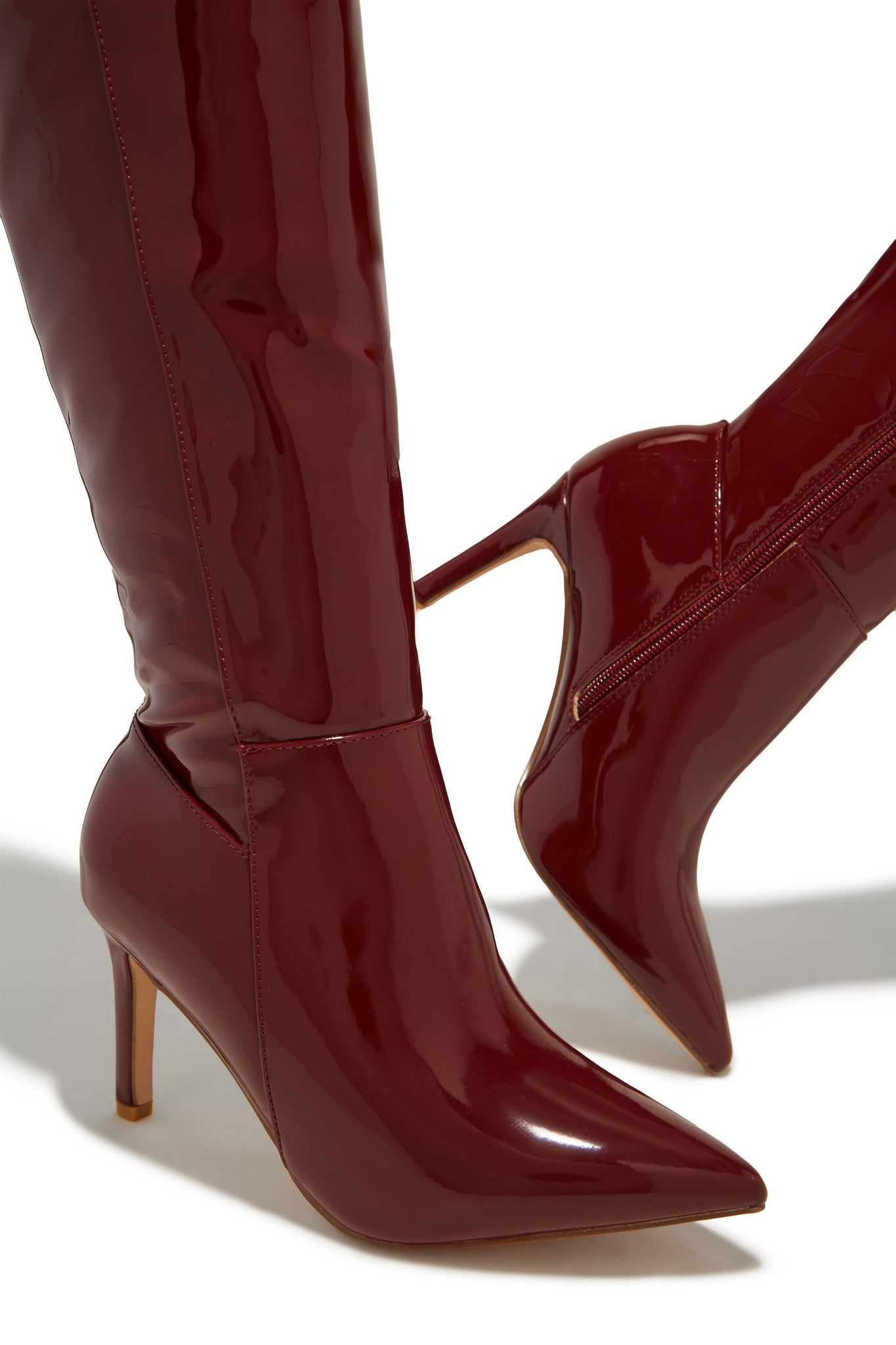 Scarlette Below The Knee Heel Boots - Cherry Pat