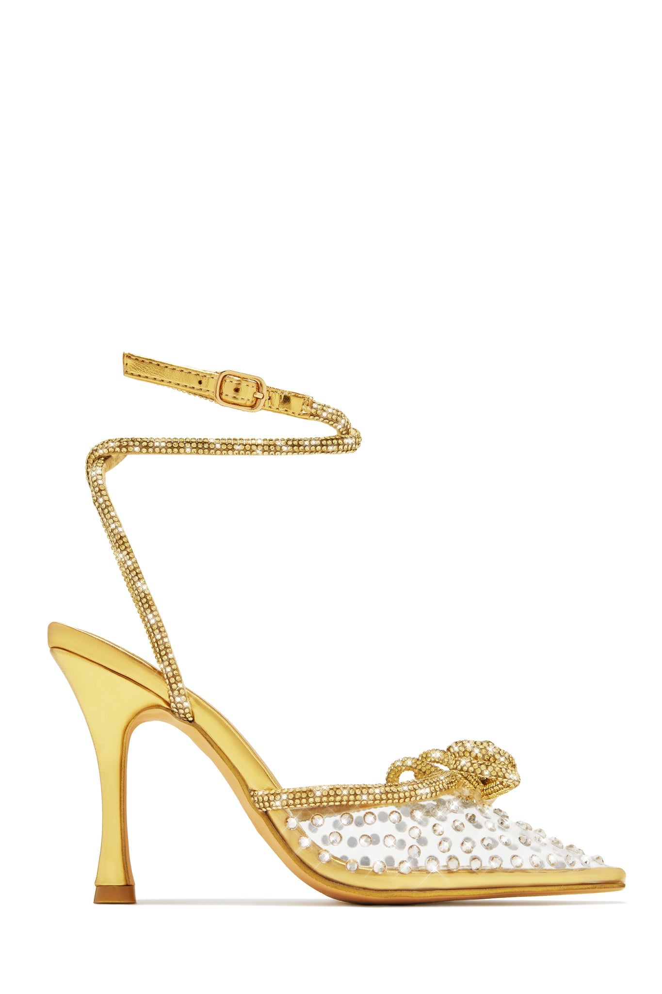 Elina Embellished Ankle Strap Pumps – Gold