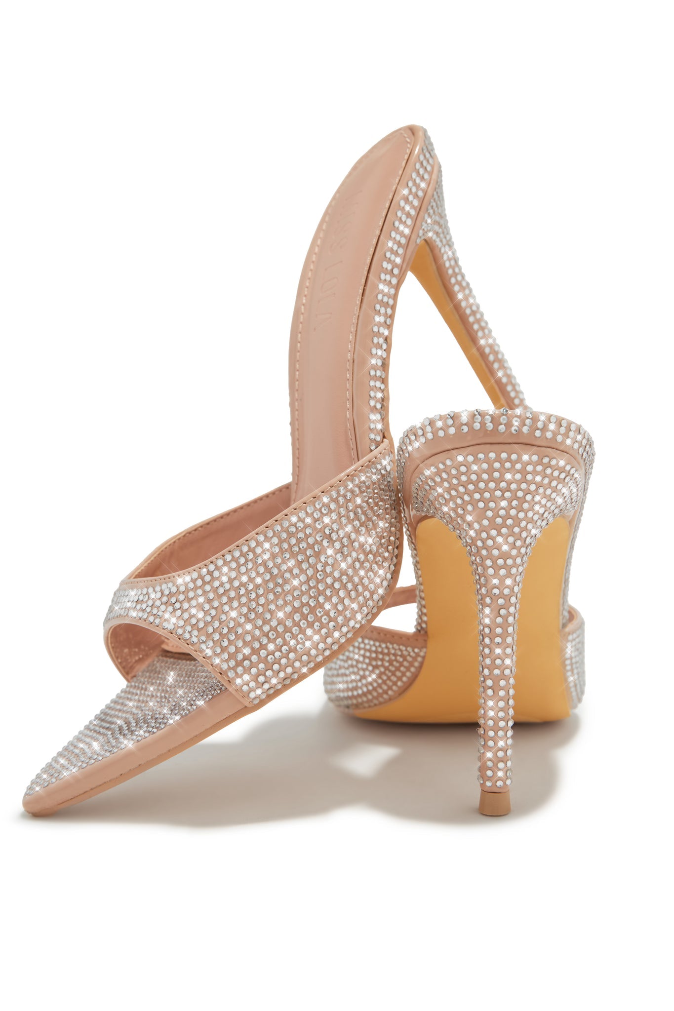 Amiah Embellished High Heel Mules – Nude