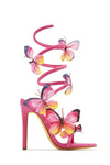 Butterfly Kisses Around The Ankle Coil Heels – Pink