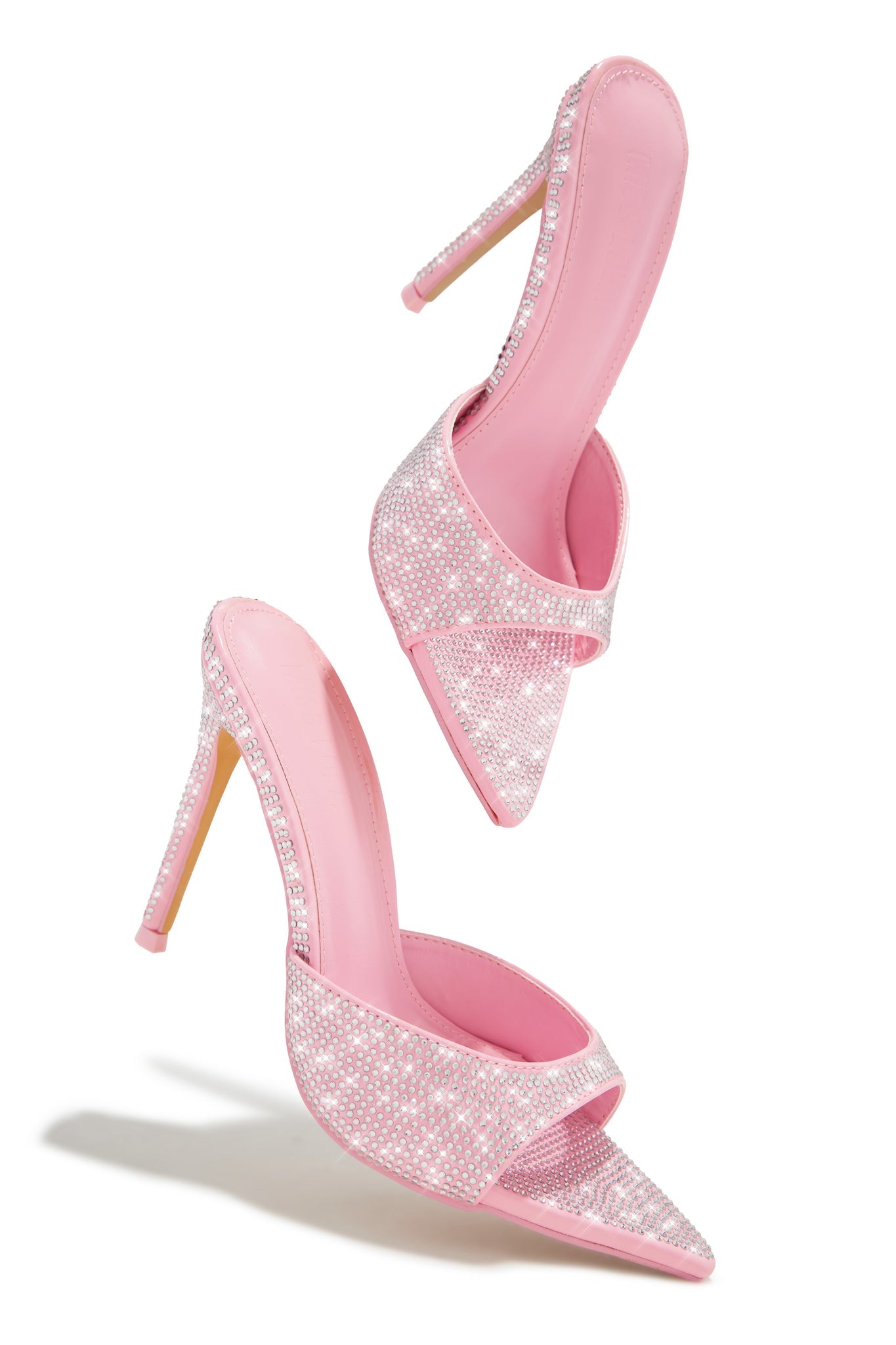 Amiah Embellished High Heel Mules – Pink