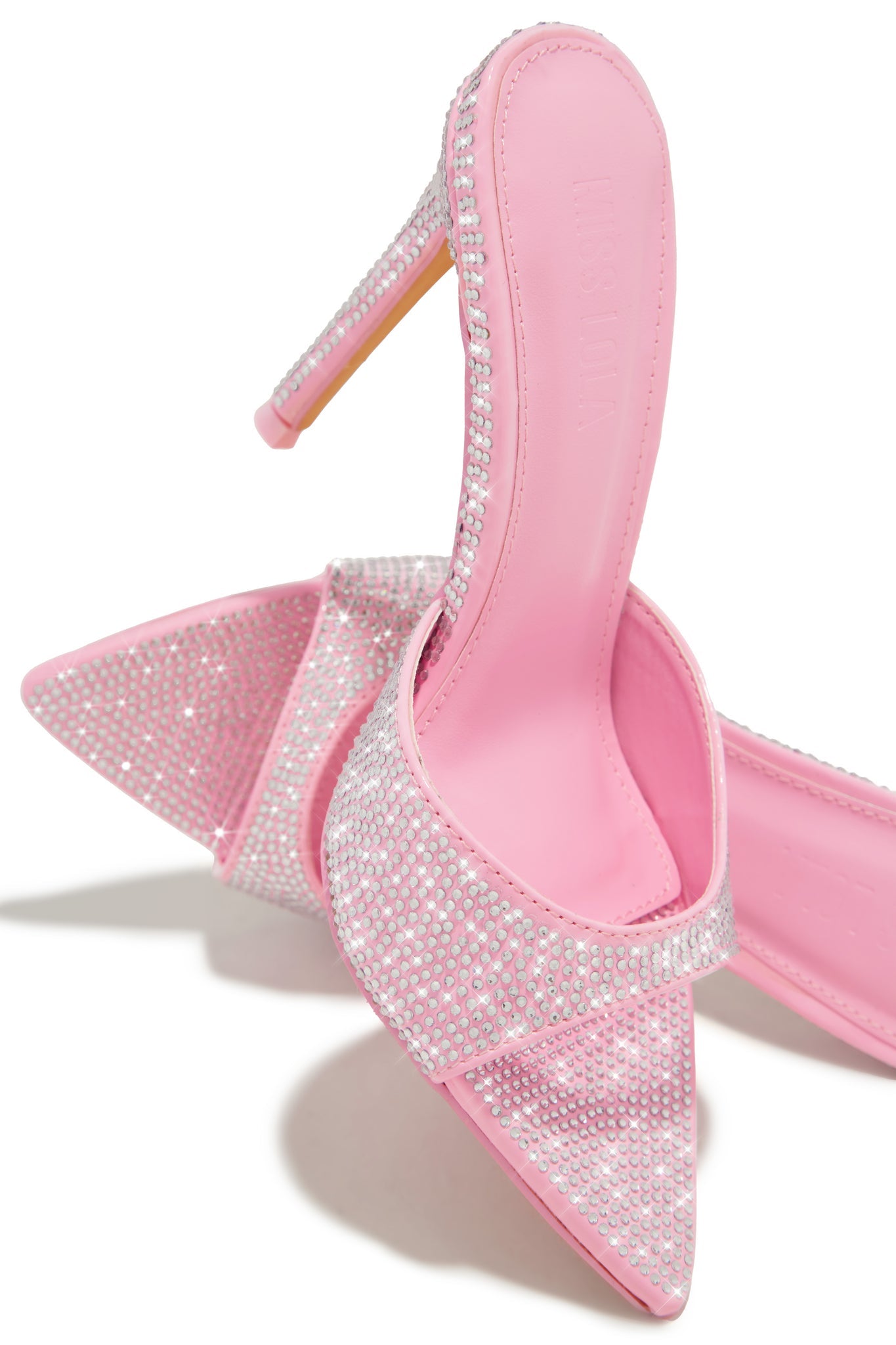 Amiah Embellished High Heel Mules – Pink