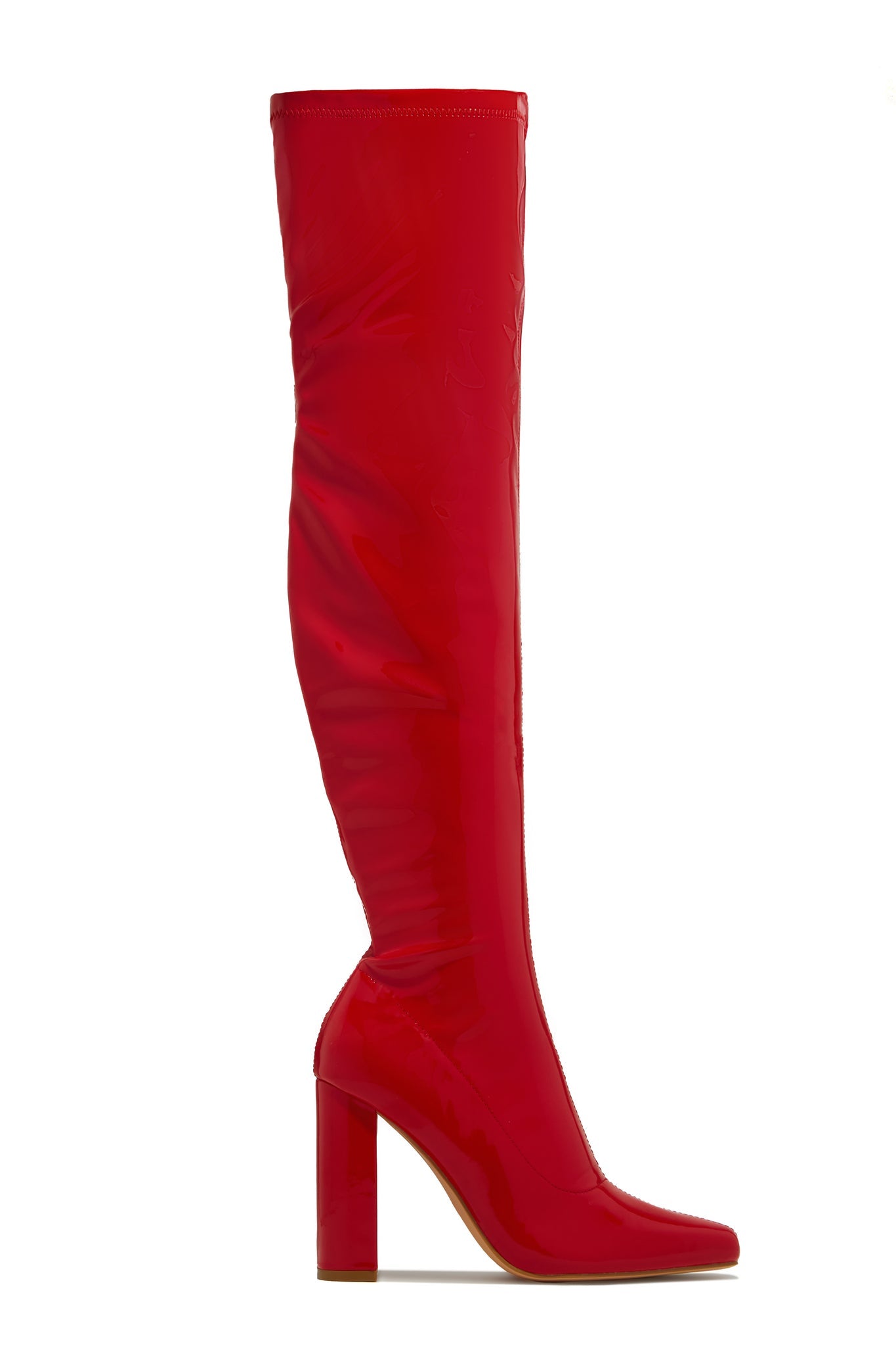 Ericka Block Heel Over The Knee Boots – Red