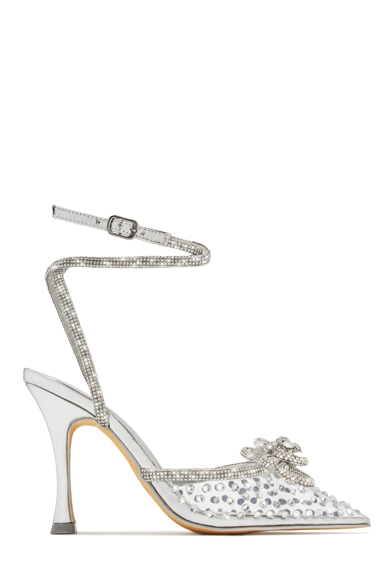 Elina Embellished Ankle Strap Pumps – Silver