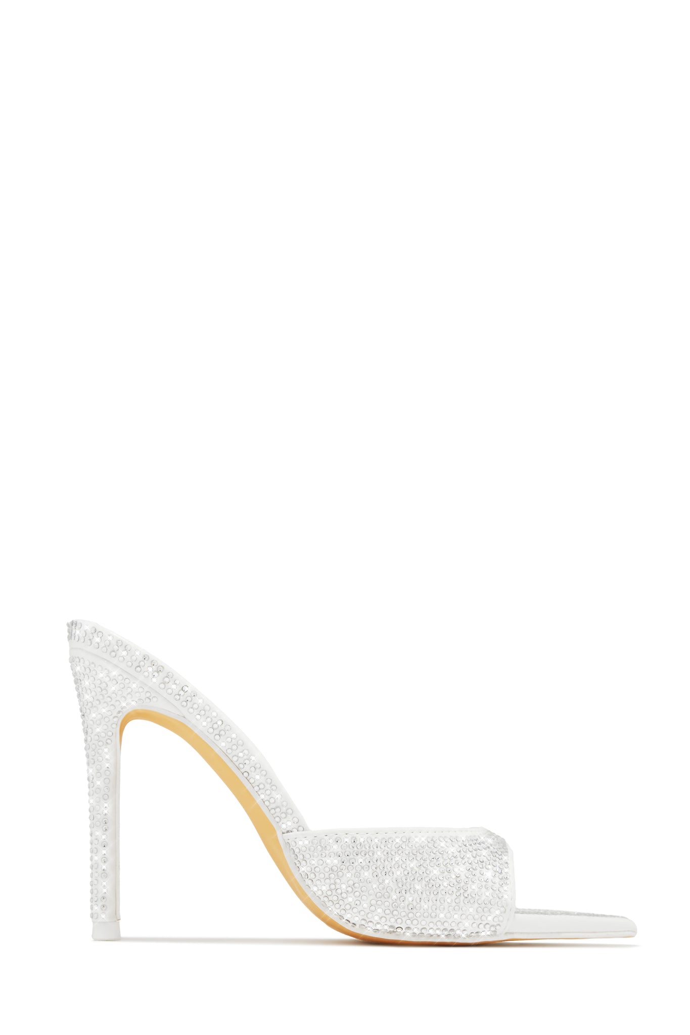 Amiah Embellished High Heel Mules – White