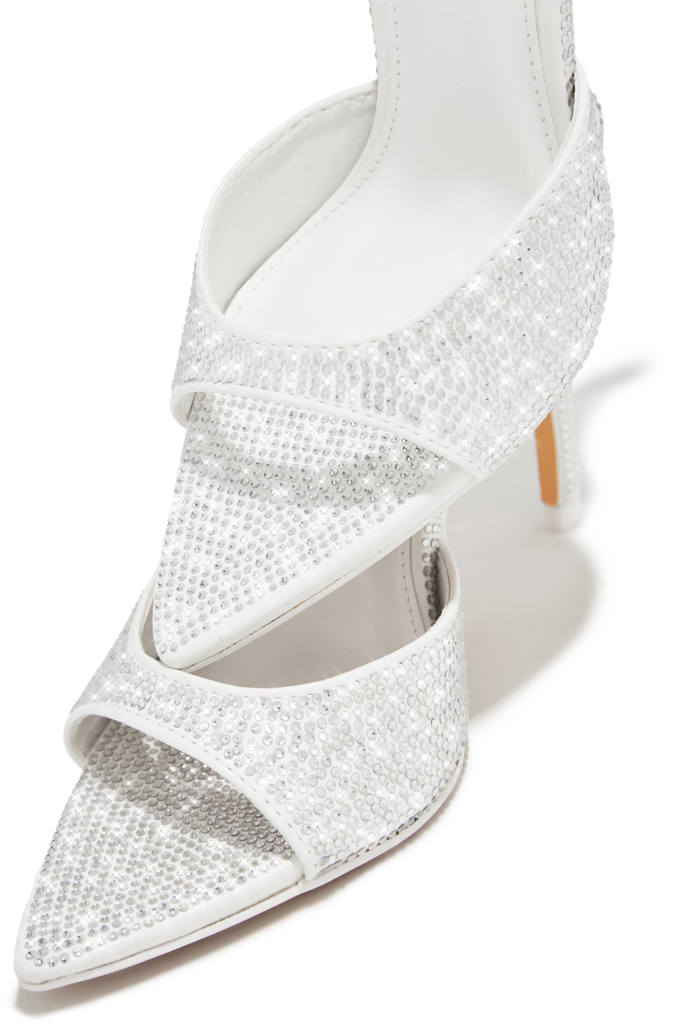 Amiah Embellished High Heel Mules – White