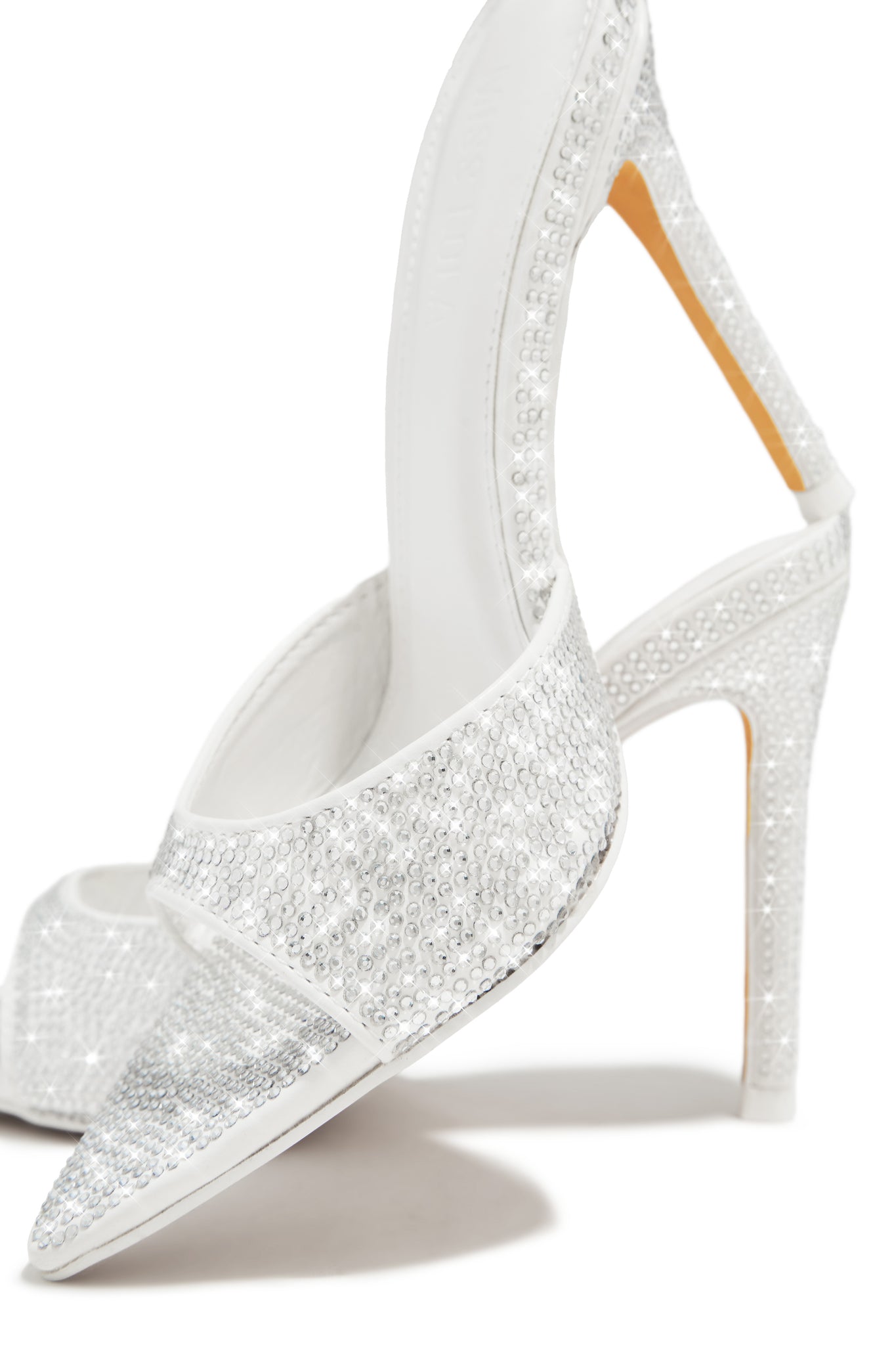 Amiah Embellished High Heel Mules – White