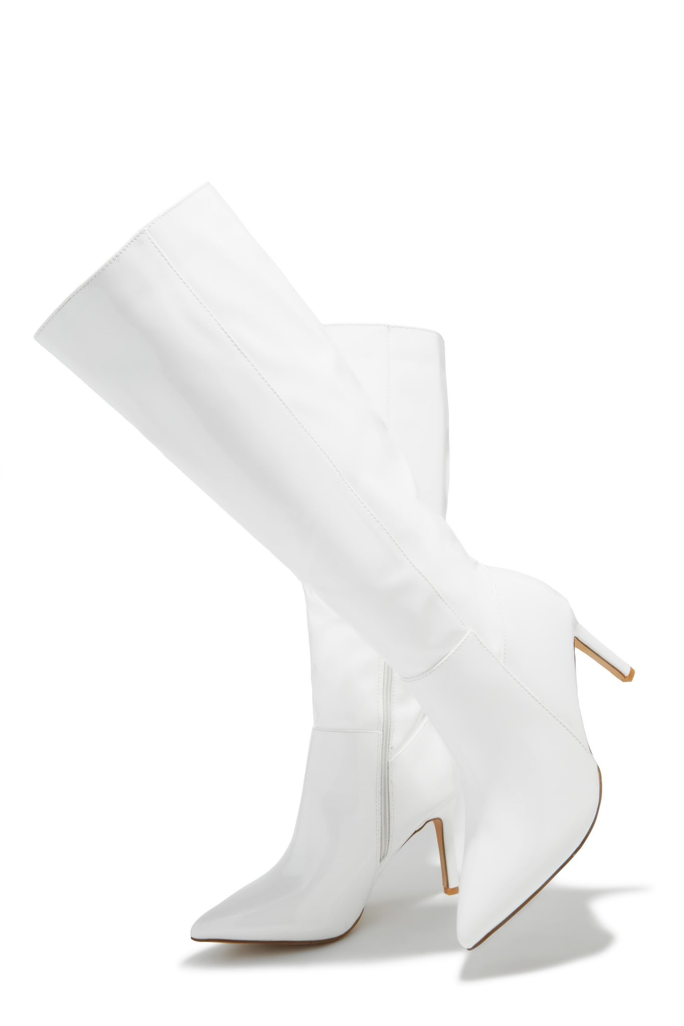 Scarlette Below The Knee Heel Boots - White Pat