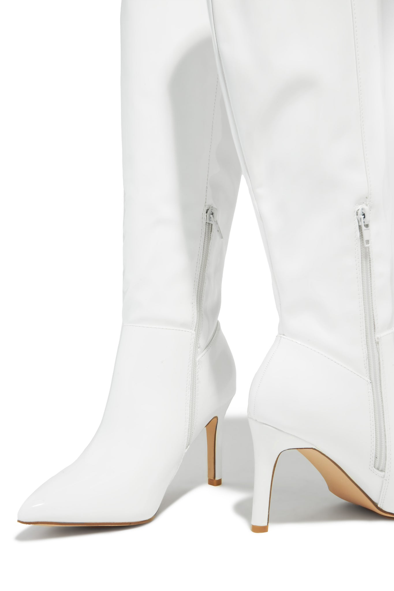 Scarlette Below The Knee Heel Boots - White Pat