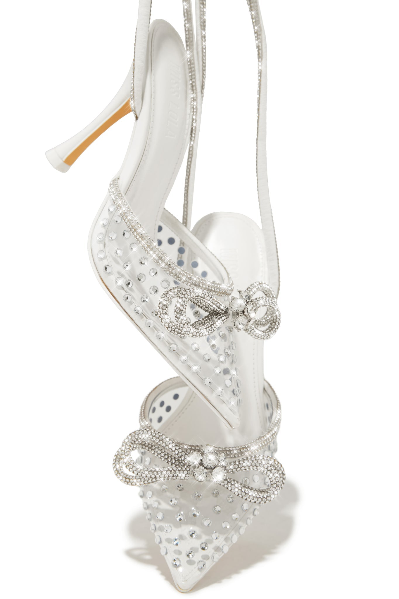 Elina Embellished Ankle Strap Pumps – White